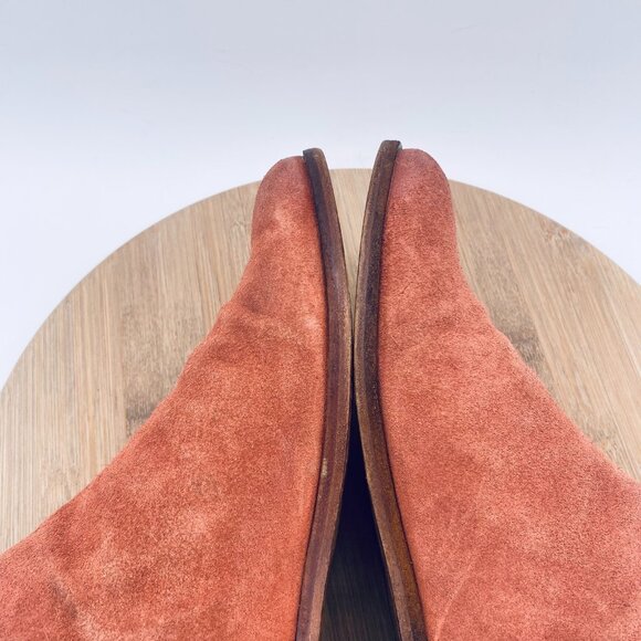 Frye Rowen Boots Womens 8.5 Peach Suede Pull On Ankle Western - Picture 10 of 12